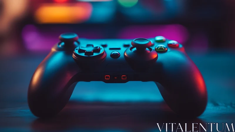 Gaming Controller with Neon Lighting and Ambient Color Cast.