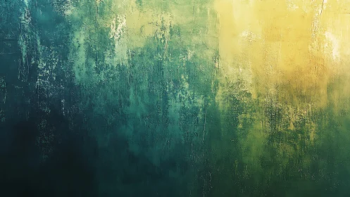 Textured teal to gold gradient abstract wall painting.