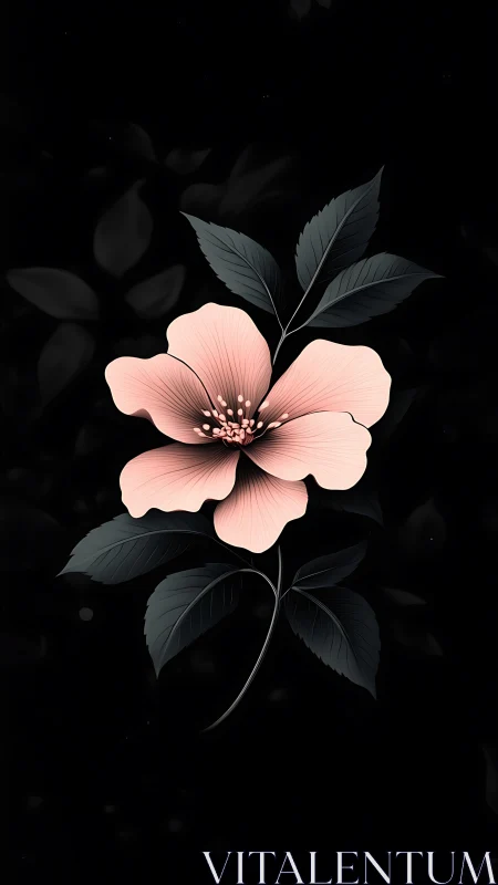 Delicate Pink Bloom Against Dark Atmospheric Background