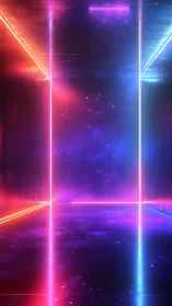 Neon corridor to nowhere humming with chromatic starlight.