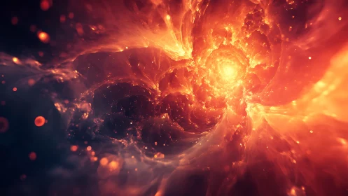 Stellar nebula vortex glows with swirling molten light