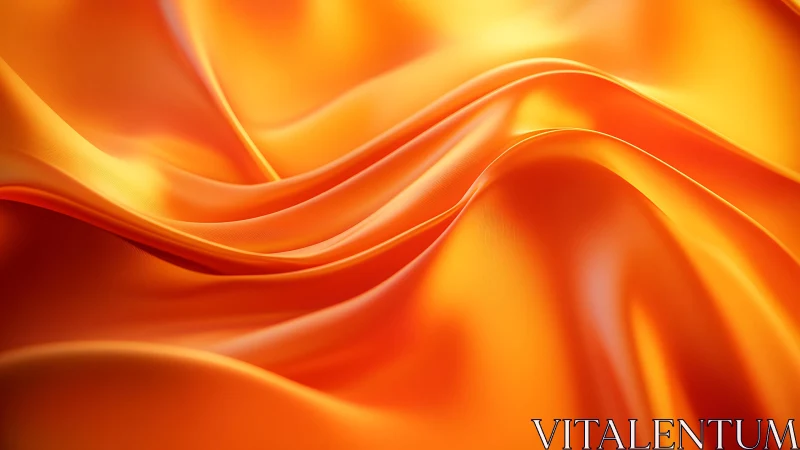 Vibrant orange silk fabric folds in abstract macro style.