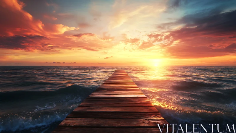 Linear pier perspective targets high-dynamic-range ocean sunset