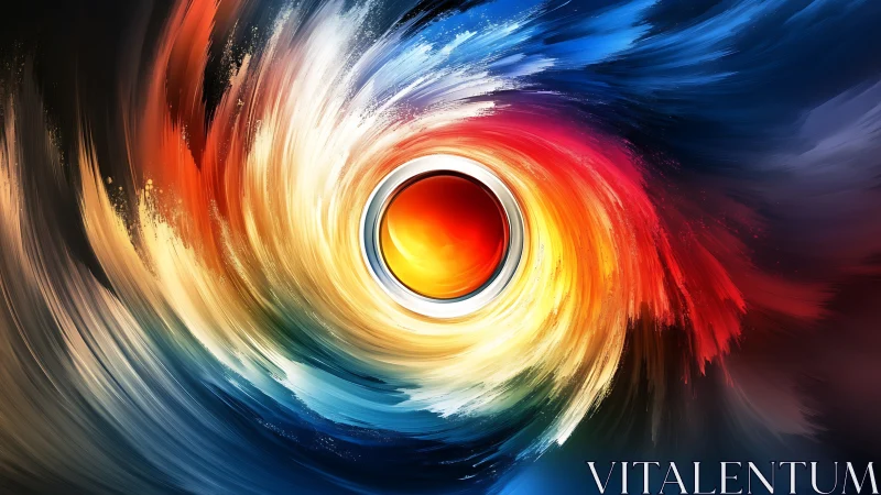 Circular energy vortex in vivid abstract color field.