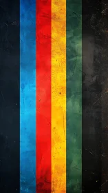 Vertical textured bands in primary and dark tones.