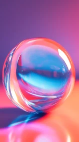 Translucent sphere under dual-tone colored lighting setup.