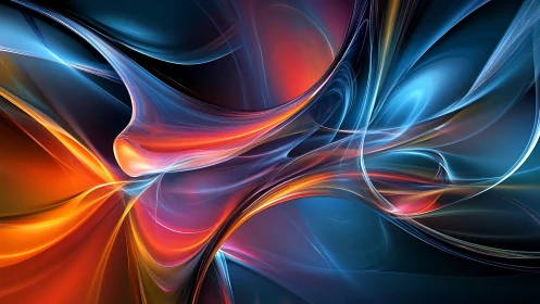 Chromatic rivers of light collide in a swirling digital storm