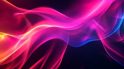 Neon silk currents swirl across a luminous digital nightscape.