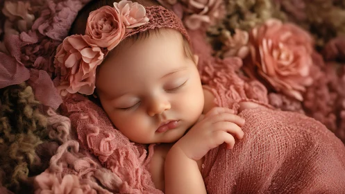 Slumbering in Rose: Newborn Dreams Among Velvet Florals