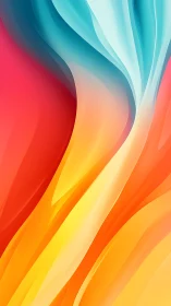 Abstract gradient ribbons in warm and cool color layers.