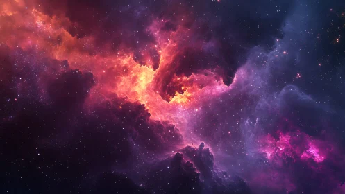 Radiant emission nebula with high contrast ionized gas filaments