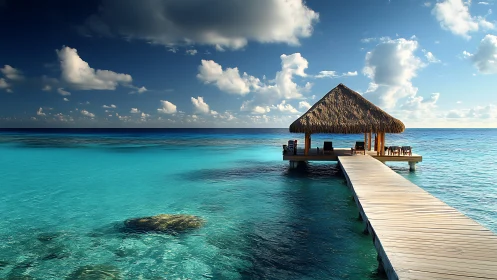 Tropical Overwater Bungalow Resort in Turquoise Lagoon