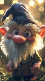 Bright eyed forest gnome with a twinkling friendly smile.