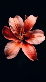 Glowing Coral Hibiscus Against Midnight Black.