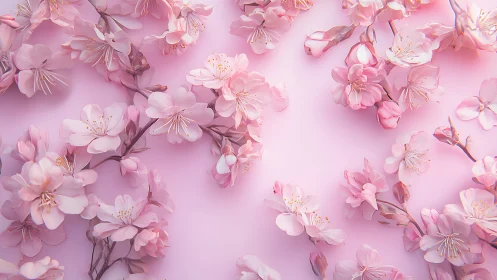 Translucent Cherry Blossoms on Soft Pink Background with Depth Rendering
