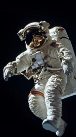 Courageous astronaut gently drifts through the quiet deep space