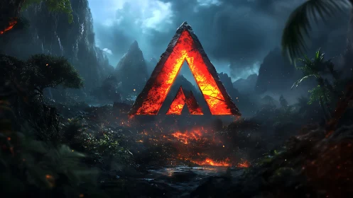 Glowing Volcano Gateway in Mystical Jungle