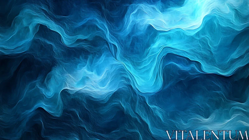 Blue fluid abstract waves form layered flowing textures