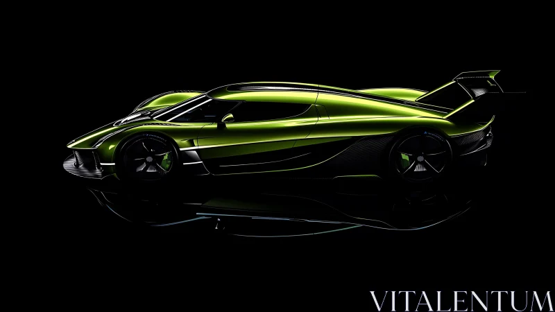 Neon green hypercar slicing midnight with liquid aerodynamics.