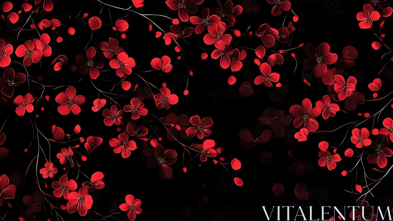 Red Blossoms Dancing in Darkness.
