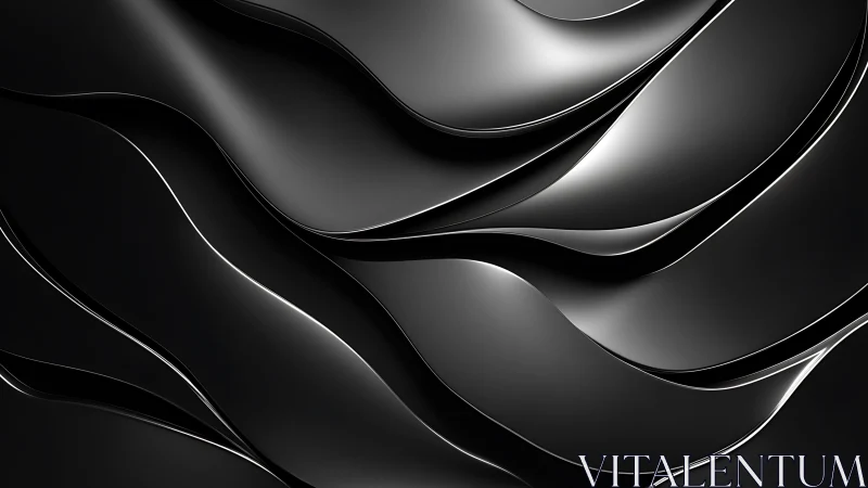 Curved black metallic waves with smooth reflective highlights.