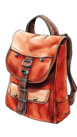 Rendered Leather Backpack with Buckle Closure Details