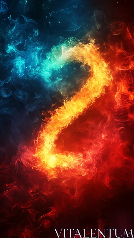 Digital flame abstraction with chromatic color gradient.