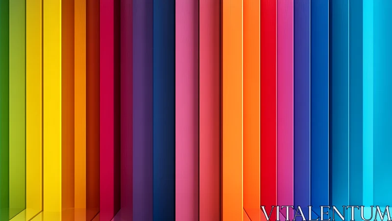 Color panels form vivid vertical spectrum with glass depth.