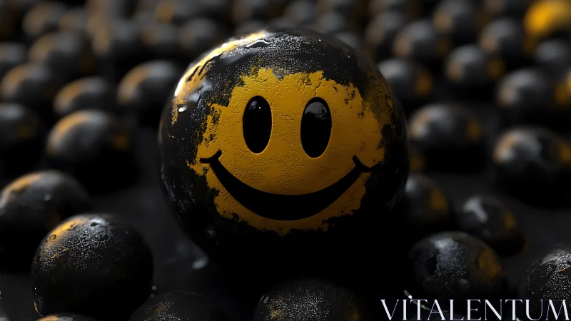 Grinning rebel smiley orb glowing in a storm of gloom.