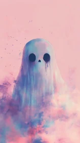 Candyfloss ghost drifts softly through neon twilight mist