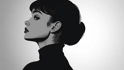 Silhouette muse in monochrome turtleneck calmness poised.