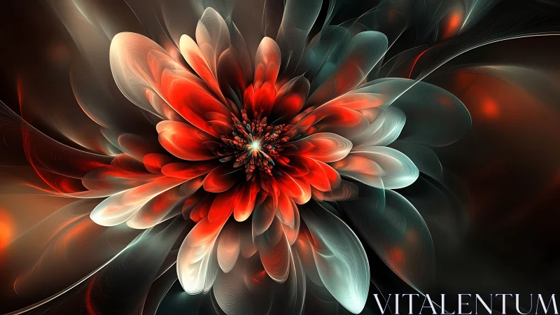 Fractal floral structure with layered luminous petals detail.