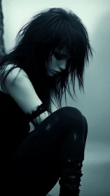 Midnight thoughts curl around a lone gothic silhouette