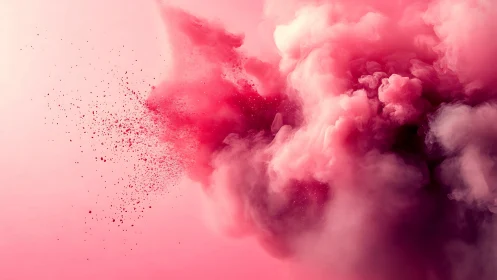 Abstract pink pigment cloud with dynamic dispersion field.