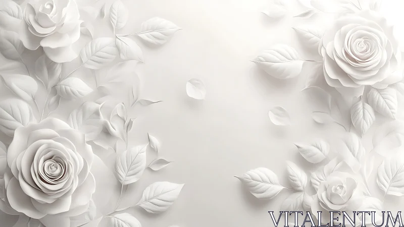 Elegant White Roses in Soft Relief Design