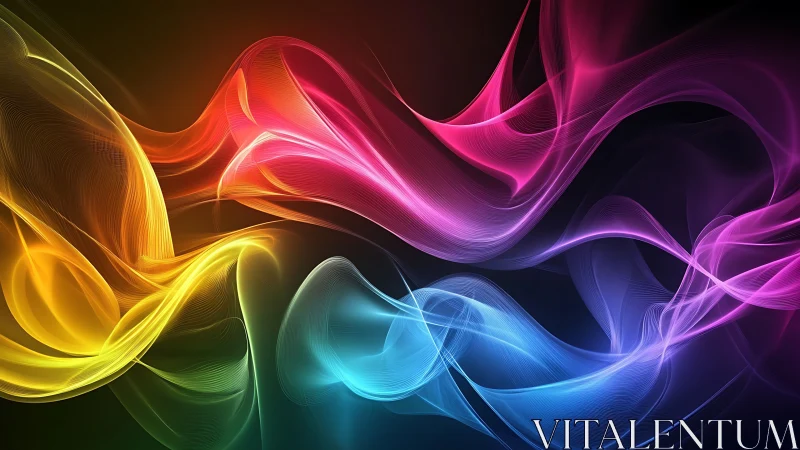 Chromatic light waves forming fluid neon spectral ribbons.