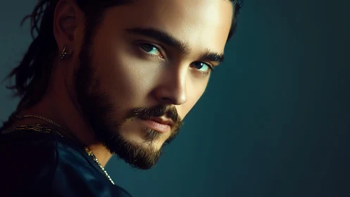 Cinematic close-up portrait with controlled bokeh lighting.