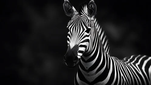 Midnight muse zebra wrapped in luminous monochrome stripes.