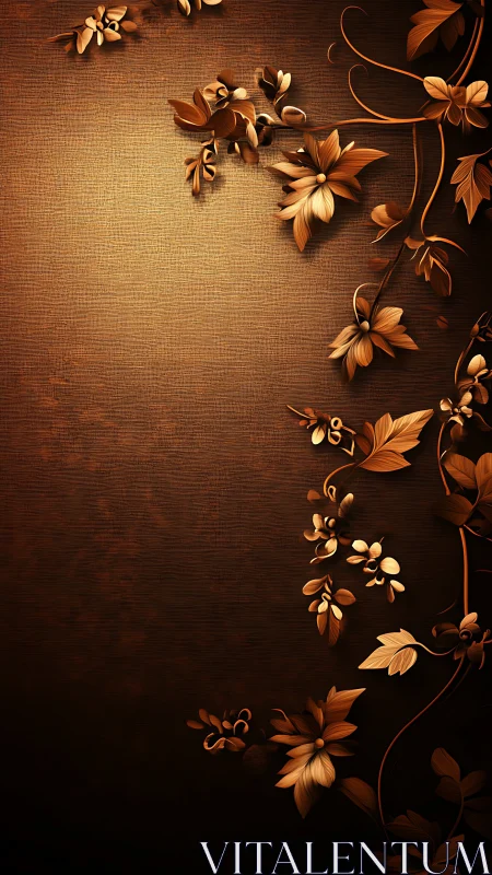 Copper floral relief on textured gradient bronze background