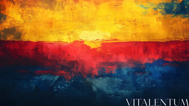 Abstract Colombian Flag in Bold Brushstroke Artistic Style.