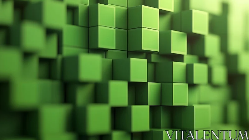 Green 3D cubes form a dynamic geometric abstract wall