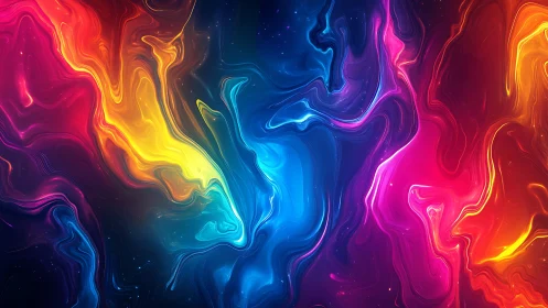 Digital painting of flowing nebular color fields in motion.