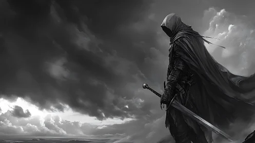 Storm-wreathed shadow knight stalks the horizon’s edge.