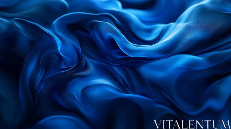 Folded blue fabric surface with abstract flowing contours.