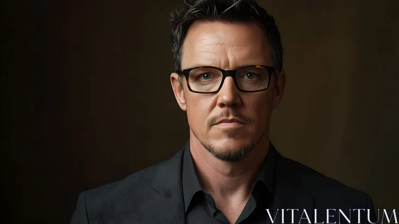 Stoic strategist in charcoal suit under cinematic shadows.