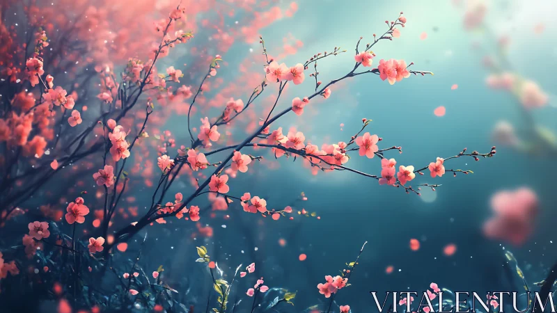 Pink Blossoms Dance Through Twilight's Ethereal Mist