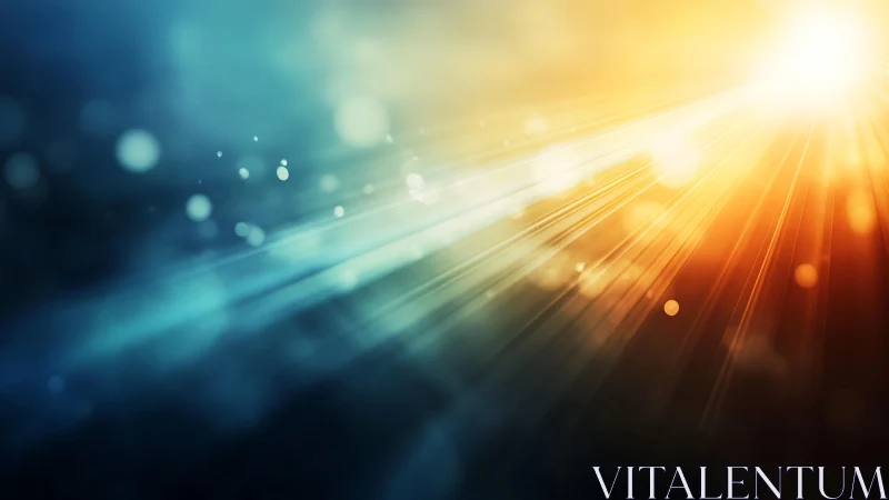 Abstract sunburst with radiant blue and orange light rays background.