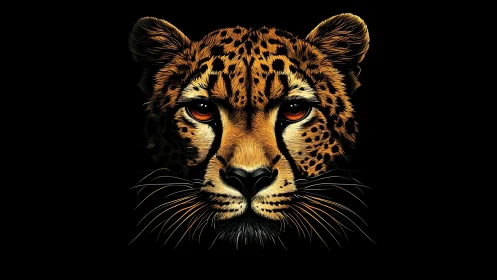 Cheetah Portraiture: Golden Spotted Felid with Amber Ocular Geometry