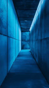 Moody blue corridor inviting quiet steps into the unknown.