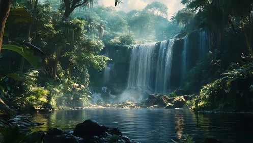 Hidden Jungle Waterfall Sanctuary in Emerald Paradise.